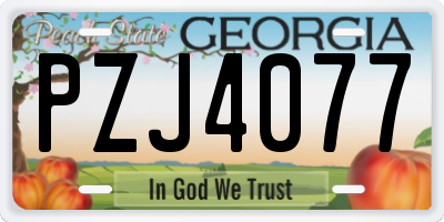 GA license plate PZJ4077