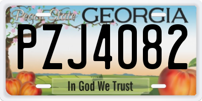 GA license plate PZJ4082