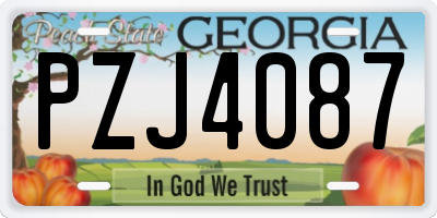 GA license plate PZJ4087