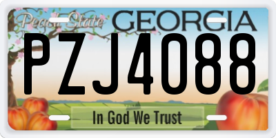 GA license plate PZJ4088