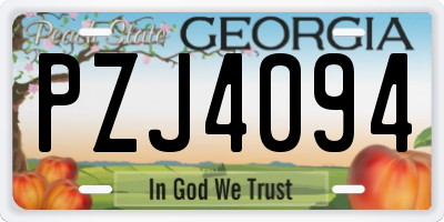 GA license plate PZJ4094