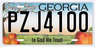 GA license plate PZJ4100