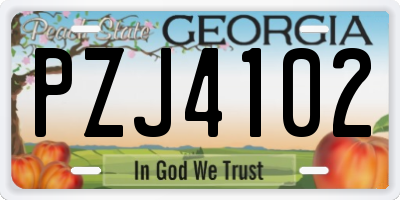 GA license plate PZJ4102