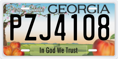 GA license plate PZJ4108