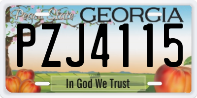 GA license plate PZJ4115