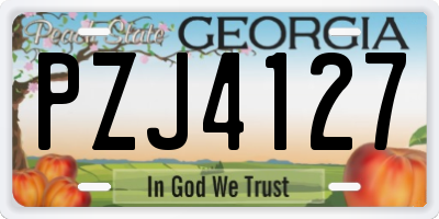 GA license plate PZJ4127