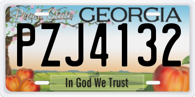 GA license plate PZJ4132