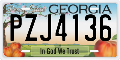 GA license plate PZJ4136