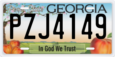 GA license plate PZJ4149