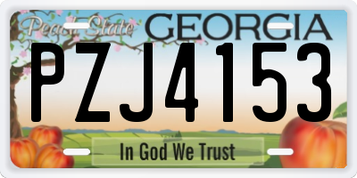 GA license plate PZJ4153