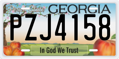 GA license plate PZJ4158