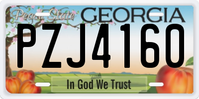GA license plate PZJ4160