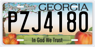 GA license plate PZJ4180