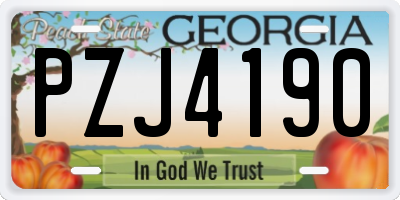 GA license plate PZJ4190