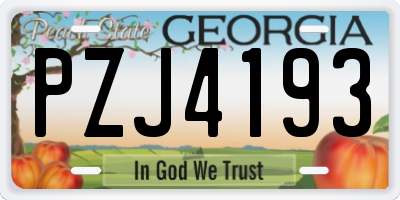 GA license plate PZJ4193
