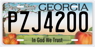 GA license plate PZJ4200