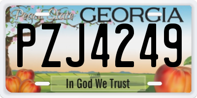 GA license plate PZJ4249