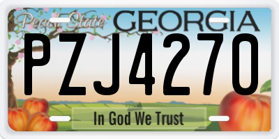 GA license plate PZJ4270