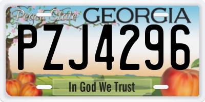 GA license plate PZJ4296
