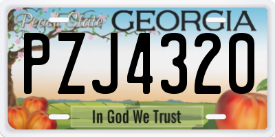 GA license plate PZJ4320