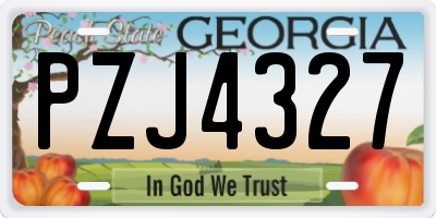 GA license plate PZJ4327