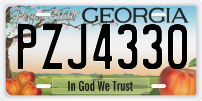 GA license plate PZJ4330