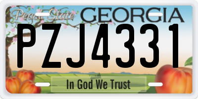 GA license plate PZJ4331