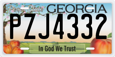 GA license plate PZJ4332