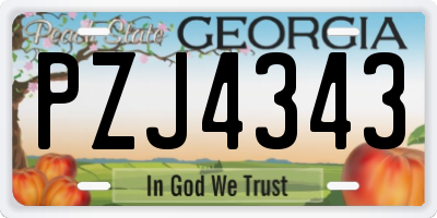 GA license plate PZJ4343