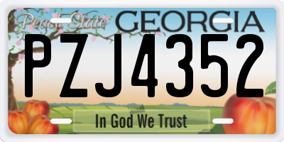 GA license plate PZJ4352
