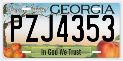 GA license plate PZJ4353