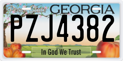 GA license plate PZJ4382