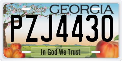 GA license plate PZJ4430