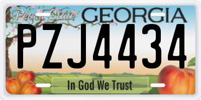GA license plate PZJ4434