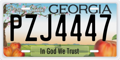 GA license plate PZJ4447