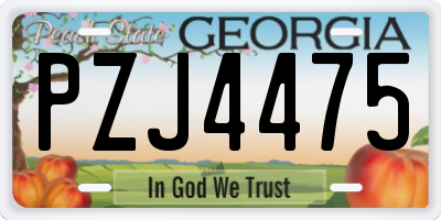 GA license plate PZJ4475