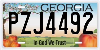 GA license plate PZJ4492