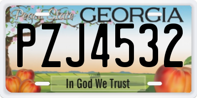GA license plate PZJ4532