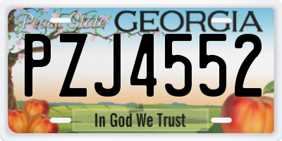 GA license plate PZJ4552