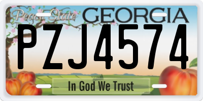 GA license plate PZJ4574