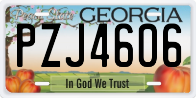 GA license plate PZJ4606