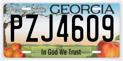 GA license plate PZJ4609