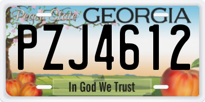 GA license plate PZJ4612