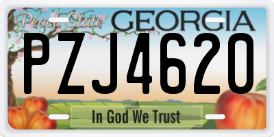 GA license plate PZJ4620
