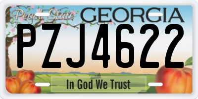 GA license plate PZJ4622