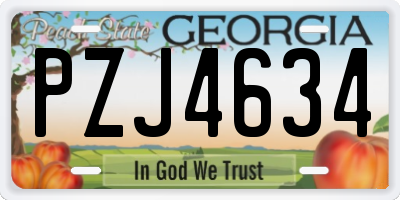 GA license plate PZJ4634