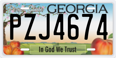 GA license plate PZJ4674