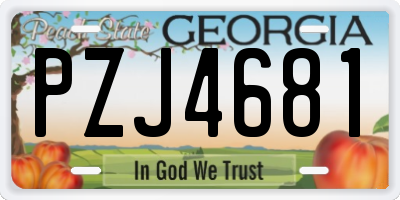 GA license plate PZJ4681