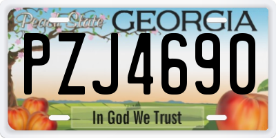 GA license plate PZJ4690