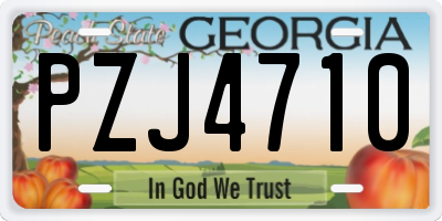 GA license plate PZJ4710
